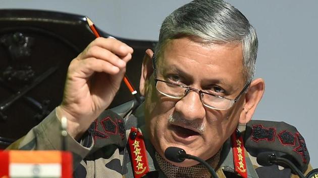 Indian Army chief General Bipin Rawat addresses a press conference in New Delhi.(PTI Photo)