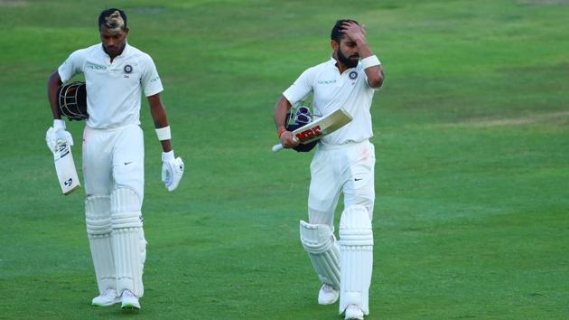 Hardik Pandya of India and Virat Kohli (captain) of India leave the field at the end of play during the second day of the second Sunfoil Test match between South Africa and India held at the Supersport park Cricket Ground in Centurion, South Africa on the 14th January 2018 Photo by: Ron Gaunt / BCCI / SPORTZPICS(BCCI)