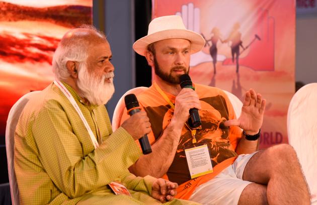 (L-R) Samar Nakhate, Jari Virman (Actor-Euthanizer) at PIFF forum during the 16th PIFF held at City Pride Kothrud in Pune on Tuesday.(Sanket Wankhade/HT PHOTO)