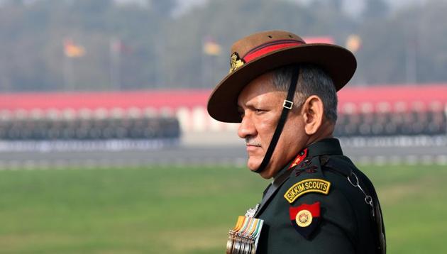Indian Army chief Bipin Rawat inspects the Army Day parade in New Delhi on January 15, 2018. (AFP) Indian Army chief Bipin Rawat inspects the Army Day parade in New Delhi on January 15, 2018. (AFP)