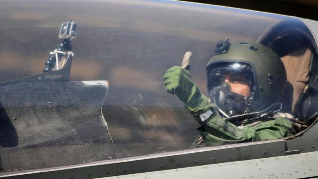 Union defence minister Nirmala Sitharaman today undertook a sortie in the IAF’s frontline combat jet, the Sukhoi-30 MKI from the air base in Jodhpur. The Sukoi-30 MKI is a nuclear-capable aircraft which can penetrate deep into enemy territory. (PTI) Union defence minister Nirmala Sitharaman today undertook a sortie in the IAF’s frontline combat jet, the Sukhoi-30 MKI from the air base in Jodhpur. The Sukoi-30 MKI is a nuclear-capable aircraft which can penetrate deep into enemy territory. (PTI)