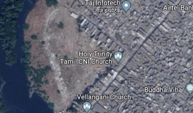 Satellite image shows how the mangrove forest was destroyed to build Naya Nagar slum pocket. Satellite image shows how the mangrove forest was destroyed to build Naya Nagar slum pocket.