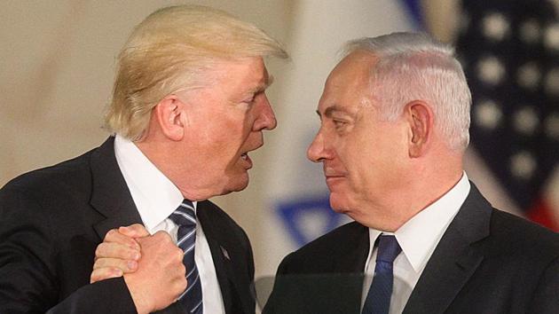 US President Donald Trump and Israel's Prime Minister Benjamin Netanyahu shake hands after a meeting in Jerusalem. (AFP) US President Donald Trump and Israel's Prime Minister Benjamin Netanyahu shake hands after a meeting in Jerusalem. (AFP)