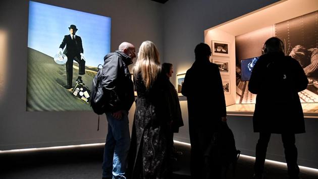 Art by Storm Thorgerson, a graphic designer best known by his album covers, made for rock music legends like Pink Floyd, Led Zeppelin, Black Sabbath and Scorpions is also on display at the museum. (Andreas Solaro / AFP) Art by Storm Thorgerson, a graphic designer best known by his album covers, made for rock music legends like Pink Floyd, Led Zeppelin, Black Sabbath and Scorpions is also on display at the museum. (Andreas Solaro / AFP)