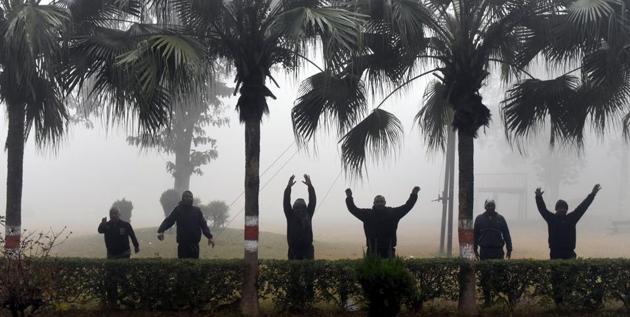 Morning walkers limbers up for the day ahead at Kukrail picnic spot in Lucknow. (Subhankar Chakraborty/HT PHOTO) Morning walkers limbers up for the day ahead at Kukrail picnic spot in Lucknow. (Subhankar Chakraborty/HT PHOTO)