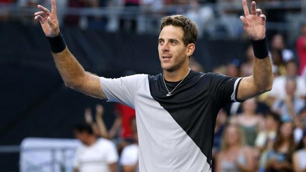 Argentina's Juan Martin del Potro, a former US Open winner, celebrates winning his match against Russia's Karen Khachanov. (REUTERS)