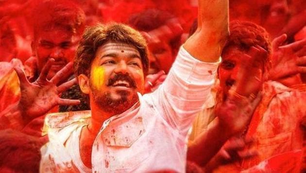 Vijay in a still from Mersal.