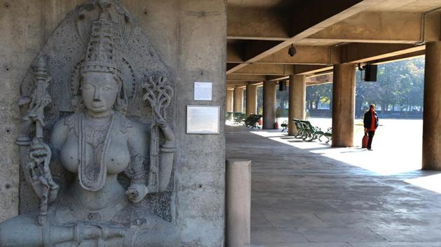 A sculpture at the arts college. (Sanjeev Sharma/HT )