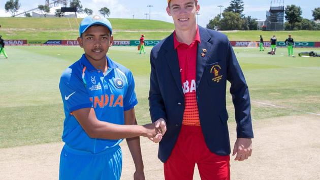 Zimbabwe won the toss against Prithvi Shaw-led Indian team and opted to bat on Thursday morning. (ICC) Zimbabwe won the toss against Prithvi Shaw-led Indian team and opted to bat on Thursday morning. (ICC)