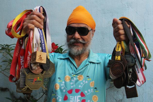 Visually impaired Amarjeet Singh Chawla started participating in marathons at the age of 48. (HT Photo) Visually impaired Amarjeet Singh Chawla started participating in marathons at the age of 48. (HT Photo)