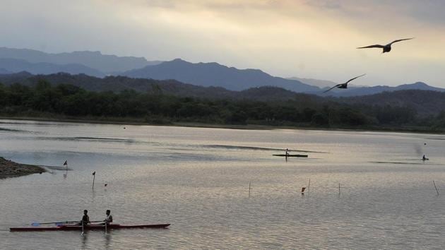 Chandigarh, India. January 2018 : View of Sukhna Lake, in Chandigarh. Sanjeev Sharma/HT Photo (Sanjeev Sharma/HT )