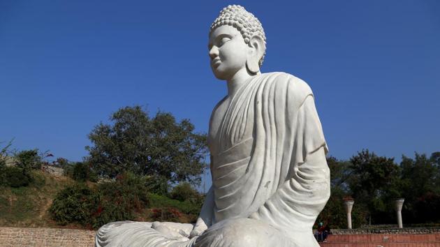 GARDEN OF SILENCE is a meditative space at the regulator end of Sukhna Lake. (Sanjeev Sharma/HT )