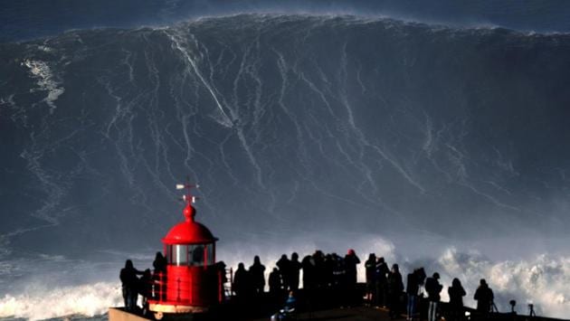 Sebastian Steudtner, a big wave surfer from Germany drops in on a large wave in Portugal on January 18. (Rafael Marchante / REUTERS) Sebastian Steudtner, a big wave surfer from Germany drops in on a large wave in Portugal on January 18. (Rafael Marchante / REUTERS)
