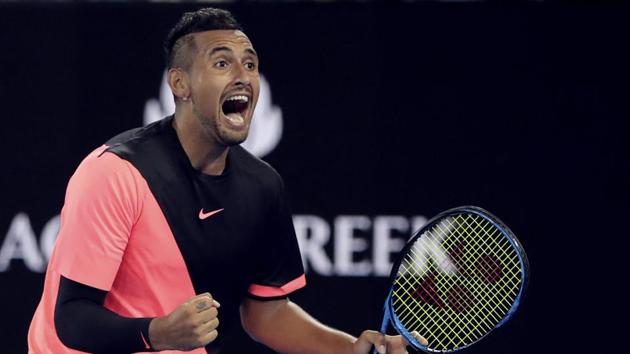 Nick Kyrgios (AUS x17) defeated Jo-Wilfried Tsonga (FRA x15) 7-6 (7/5), 4-6, 7-6 (8/6), 7-6 (7/5). (AP) Nick Kyrgios (AUS x17) defeated Jo-Wilfried Tsonga (FRA x15) 7-6 (7/5), 4-6, 7-6 (8/6), 7-6 (7/5). (AP)