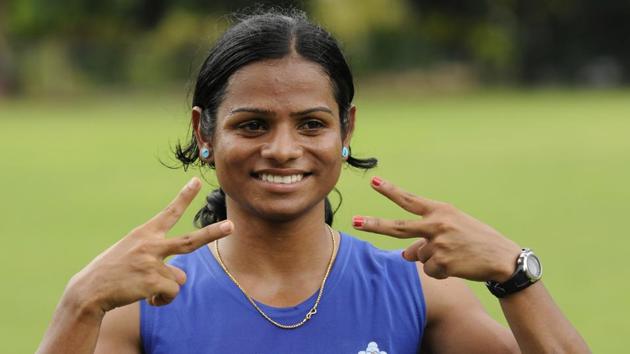 Dutee Chand’s career hit a roadblock after she was banned in 2014 on the basis of IAAF’s hyperandrogenism policy.(HT Sports)