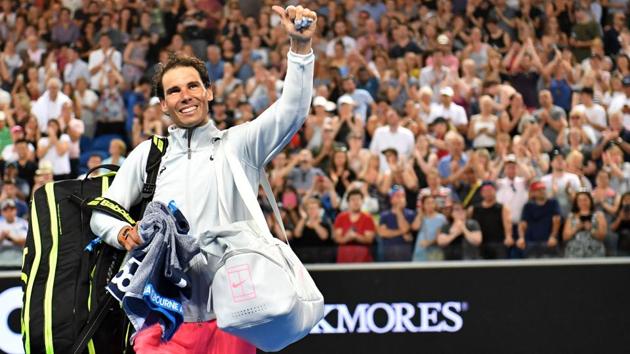 Rafael Nadal (ESP x1) beat Damir Dzumhur (BIH x28) 6-1, 6-3, 6-1 to enter the Round of 16 (AFP) Rafael Nadal (ESP x1) beat Damir Dzumhur (BIH x28) 6-1, 6-3, 6-1 to enter the Round of 16 (AFP)