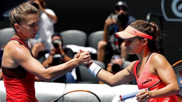 Lauren Davis (R) lost to top seed Simona Halep 6-4, 4-6, 13-15 in the third round of the Australian Open. (Twitter) Lauren Davis (R) lost to top seed Simona Halep 6-4, 4-6, 13-15 in the third round of the Australian Open. (Twitter)