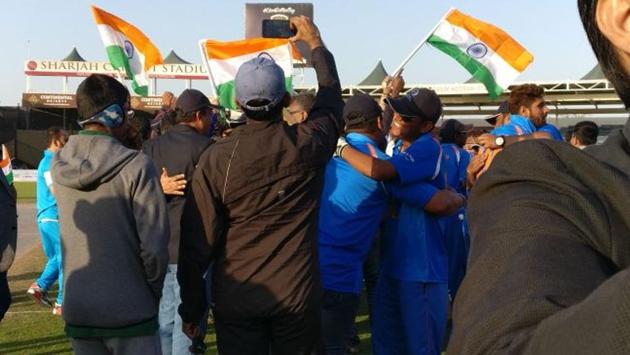 The Indian fans present at the stadium celebrated the success. (Twitter) The Indian fans present at the stadium celebrated the success. (Twitter)