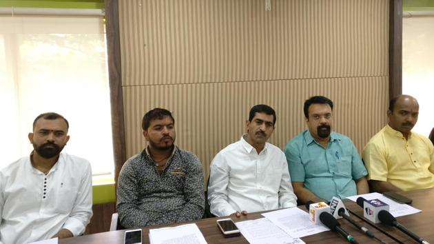 Representatives of the Uttar Bhartiya Vikas Parishad, Hindu Janajagruti Samiti and Yuva Rajput Prathisthan were also present at the press conference organised by Karni Sena in Pune to extend their support to the agitation. (HT PHOTO) Representatives of the Uttar Bhartiya Vikas Parishad, Hindu Janajagruti Samiti and Yuva Rajput Prathisthan were also present at the press conference organised by Karni Sena in Pune to extend their support to the agitation. (HT PHOTO)