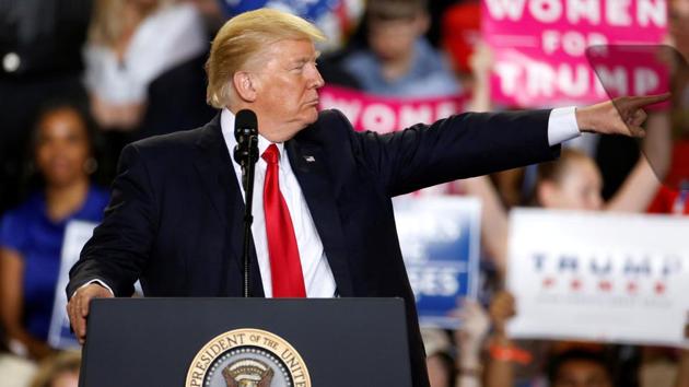 US President Donald Trump appears on stage at a rally in Harrisburg, Pennsylvania. (REUTERS FILE) US President Donald Trump appears on stage at a rally in Harrisburg, Pennsylvania. (REUTERS FILE)