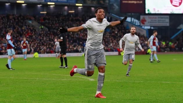 Manchester United's Anthony Martial celebrates scoring their first goal against Burnley on Saturday. (Action Images via Reuters) Manchester United's Anthony Martial celebrates scoring their first goal against Burnley on Saturday. (Action Images via Reuters)