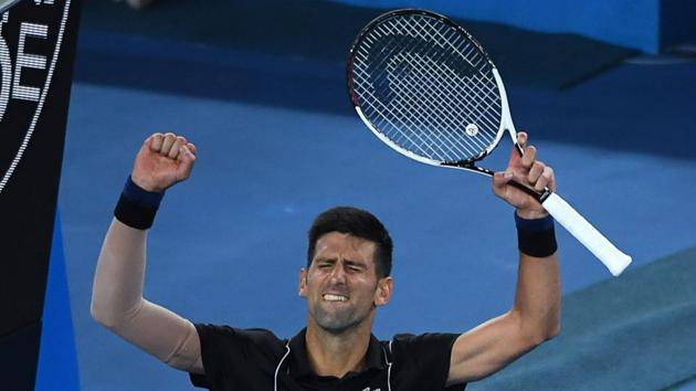 Serbia's Novak Djokovic celebrates beating Spain's Albert Ramos-Vinolas. (AFP) 