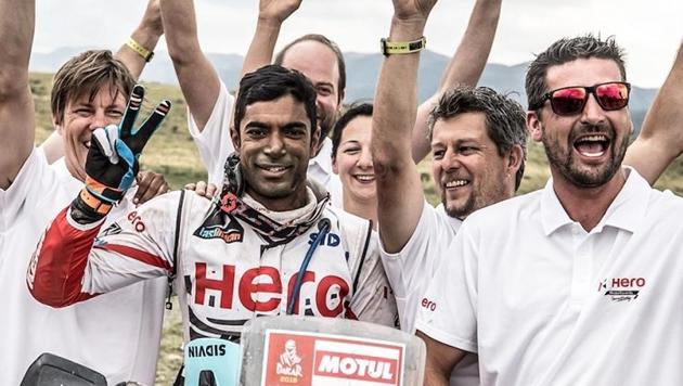 CS Santosh put up a memorable show in his fourth year at the Dakar Rally and second year with the Hero Motosports. (HT Photo) CS Santosh put up a memorable show in his fourth year at the Dakar Rally and second year with the Hero Motosports. (HT Photo)