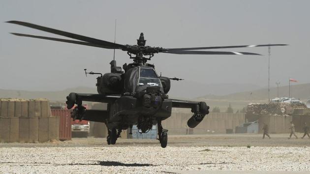 An investigation is ongoing into the crash of the AH-64 Apache helicopter on the sprawling National Training Centre at Fort Irwin in southern California. (AFP File Photo) An investigation is ongoing into the crash of the AH-64 Apache helicopter on the sprawling National Training Centre at Fort Irwin in southern California. (AFP File Photo)