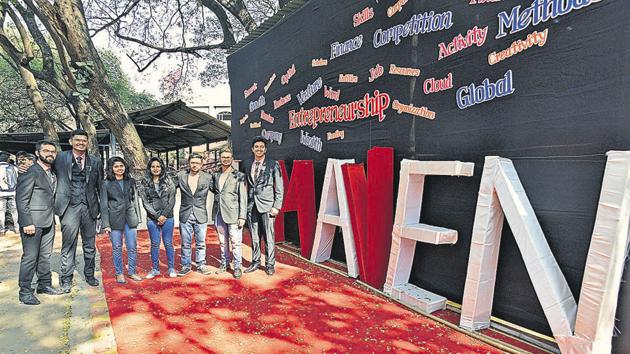 Core committee members of SP College’s ‘MAVEN’ fest during the event on Friday. (Pratham Gokhale/HT Photo) Core committee members of SP College’s ‘MAVEN’ fest during the event on Friday. (Pratham Gokhale/HT Photo)