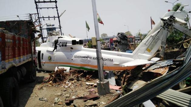 CM’s chopper crash-landed in Latur in May 2017(HT File)