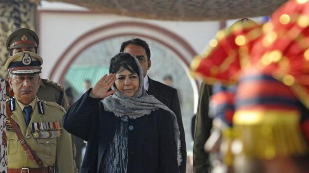 Jammu and Kashmir chief minister Mehbooba Mufti at the passing out parade of a fresh batch of police constables at Subsidiary Training Centre in Baramulla district , some 60 kilometres north of Srinagar. (Waseem Andrabi /HT) Jammu and Kashmir chief minister Mehbooba Mufti at the passing out parade of a fresh batch of police constables at Subsidiary Training Centre in Baramulla district , some 60 kilometres north of Srinagar. (Waseem Andrabi /HT)