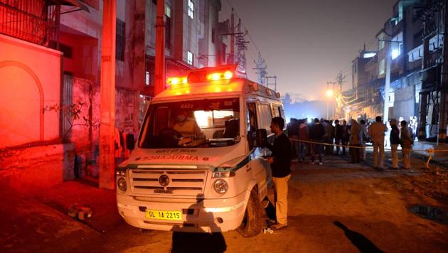 An ambulance is parked in front of a plastic factory in the Bawana industrial area on the northern edge of New Delhi on January 20, 2018 after a fire killed at least 17 workers. (AFP Photo) An ambulance is parked in front of a plastic factory in the Bawana industrial area on the northern edge of New Delhi on January 20, 2018 after a fire killed at least 17 workers. (AFP Photo)