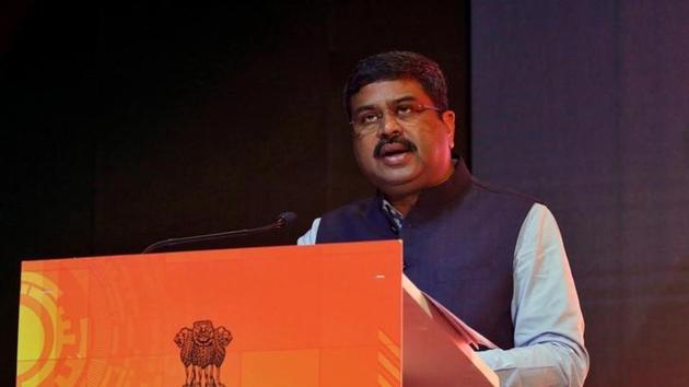 Oil minister Dharmendra Pradhan speaks at an event in Mumbai. (REUTERS) Oil minister Dharmendra Pradhan speaks at an event in Mumbai. (REUTERS)
