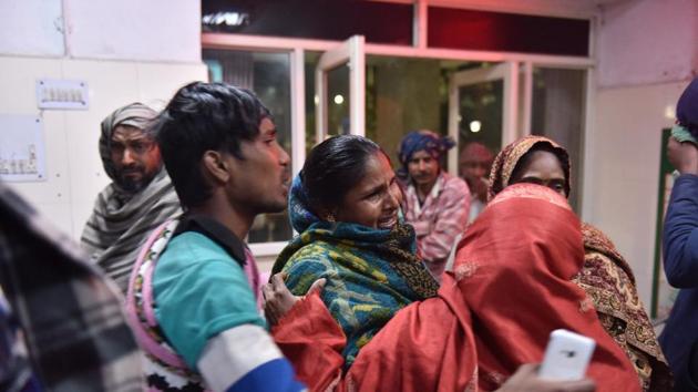 At least 10 women and seven men were charred in the fire the firecracker factory. In this photo, families of the people injured or killed in the fire seek news about them at a hospital. (Sanchit Khanna/ HT Photo) At least 10 women and seven men were charred in the fire the firecracker factory. In this photo, families of the people injured or killed in the fire seek news about them at a hospital. (Sanchit Khanna/ HT Photo)