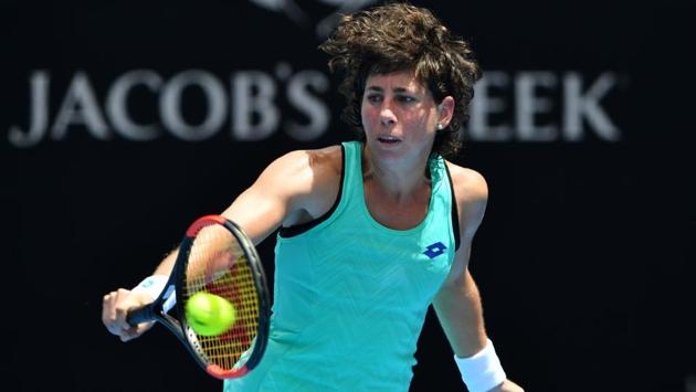 Carla Suarez Navarro has reached the Australian Open quarter-finals for the third time, battling past 32nd seed Anett Kontaveit 4-6, 6-4, 8-6. (AFP) Carla Suarez Navarro has reached the Australian Open quarter-finals for the third time, battling past 32nd seed Anett Kontaveit 4-6, 6-4, 8-6. (AFP)
