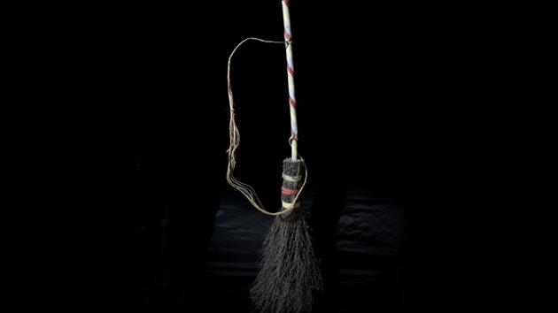 A broomstick belonging to Olga Hunt, a Devonshire resident. On a full moon night, legend has it that Hunt was spotted leaping around Haytor Rocks. The exhibition is based on the subjects studied at the Hogwarts School of Witchcraft and Wizardry, including Potions, Herbology, Divination, Care of Magical Creatures and Defence Against the Dark Arts. (Museum of Witchcraft, Boscastle) A broomstick belonging to Olga Hunt, a Devonshire resident. On a full moon night, legend has it that Hunt was spotted leaping around Haytor Rocks. The exhibition is based on the subjects studied at the Hogwarts School of Witchcraft and Wizardry, including Potions, Herbology, Divination, Care of Magical Creatures and Defence Against the Dark Arts. (Museum of Witchcraft, Boscastle)