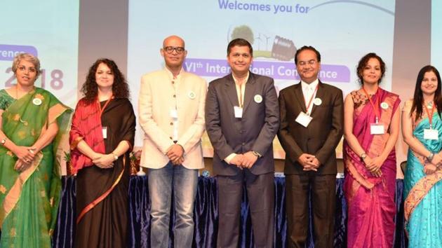 Anand Kurian (fifth from left) of Event Management Development Institute of Singapore (MDIS) was the chief guest at the conference. (HT PHOTO) Anand Kurian (fifth from left) of Event Management Development Institute of Singapore (MDIS) was the chief guest at the conference. (HT PHOTO)