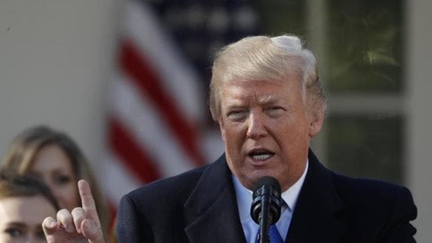 US President Donald Trump addresses the annual March for Life rally in Washington.(REUTERS)