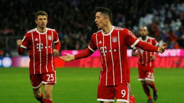 Robert Lewandowski and Thomas Mueller starred for Bayern Munich in their Bundesliga game against Werder Bremen. (REUTERS) Robert Lewandowski and Thomas Mueller starred for Bayern Munich in their Bundesliga game against Werder Bremen. (REUTERS)