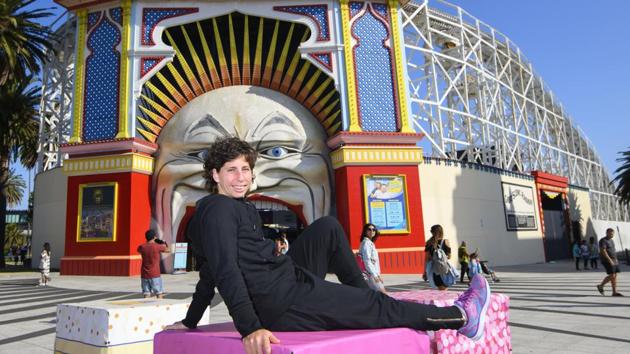 Carla Suarez-Navarro of Spain poses at Luna Park on day eight of the 2018 Australian Open at Melbourne Park on Wednesday. (Getty Images) 