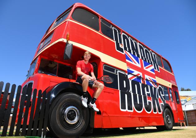 British tennis player Kyle Edmund poses at Grand Slam oval on day eight of the 2018 Australian Open at Melbourne Park on Monday. (Getty Images) 