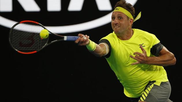 Tennys Sandgren defeated Dominic Thiem 6-2, 4-6, 7-6(4), 6-7(7), 6-3 to reach the Australian Open quarter-finals. (REUTERS) Tennys Sandgren defeated Dominic Thiem 6-2, 4-6, 7-6(4), 6-7(7), 6-3 to reach the Australian Open quarter-finals. (REUTERS)