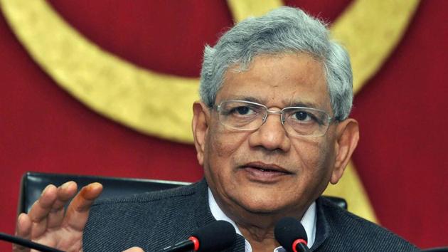 CPI(M) general secretary Sitaram Yechury addresses a press conference after the party's Central Committee meeting in Kolkata. (PTI Photo) CPI(M) general secretary Sitaram Yechury addresses a press conference after the party's Central Committee meeting in Kolkata. (PTI Photo)