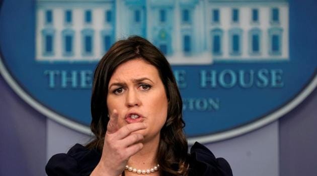 White House press secretary Sarah Sanders at her media briefing in Washington on Monday. (REUTERS) White House press secretary Sarah Sanders at her media briefing in Washington on Monday. (REUTERS)