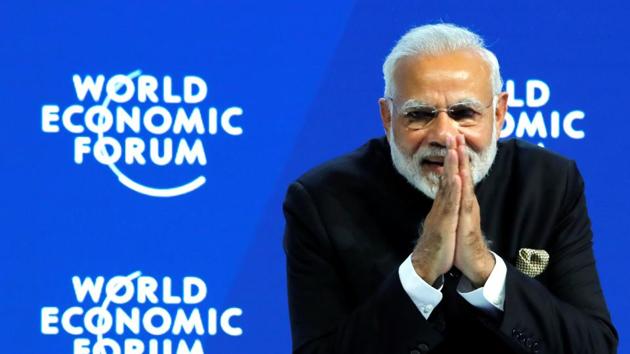 Prime Minister Narendra Modi gestures at the Opening Plenary during the World Economic Forum (WEF) annual meeting in Davos, Switzerland. (Reuters Photo) Prime Minister Narendra Modi gestures at the Opening Plenary during the World Economic Forum (WEF) annual meeting in Davos, Switzerland. (Reuters Photo)