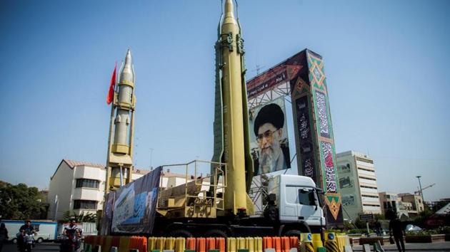 A display featuring missiles and a portrait of Iran's Supreme Leader Ayatollah Ali Khamenei is seen at Baharestan Square in Tehran, Iran September 27, 2017. (REUTERS File Photo) A display featuring missiles and a portrait of Iran's Supreme Leader Ayatollah Ali Khamenei is seen at Baharestan Square in Tehran, Iran September 27, 2017. (REUTERS File Photo)