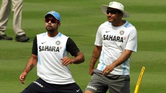 Virat Kohli (L) needs guidance on field, according to Virender Sehwag. (HT Photo) Virat Kohli (L) needs guidance on field, according to Virender Sehwag. (HT Photo)