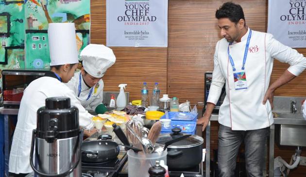 Chef Ranveer Brar supervises participants in the cooking competition’s 2017 edition.