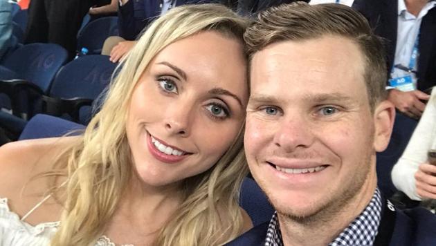 Steve Smith was present at the Australian Open Tennis tournament in Melbourne Park with his fiance Dani Willis.(Steve Smith Twitter)