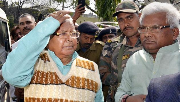 Former Bihar chief minister Lalu Prasad being taken to the Special CBI court from the Birsa Munda jail in Ranchi on Wednesday. (PTI) Former Bihar chief minister Lalu Prasad being taken to the Special CBI court from the Birsa Munda jail in Ranchi on Wednesday. (PTI)
